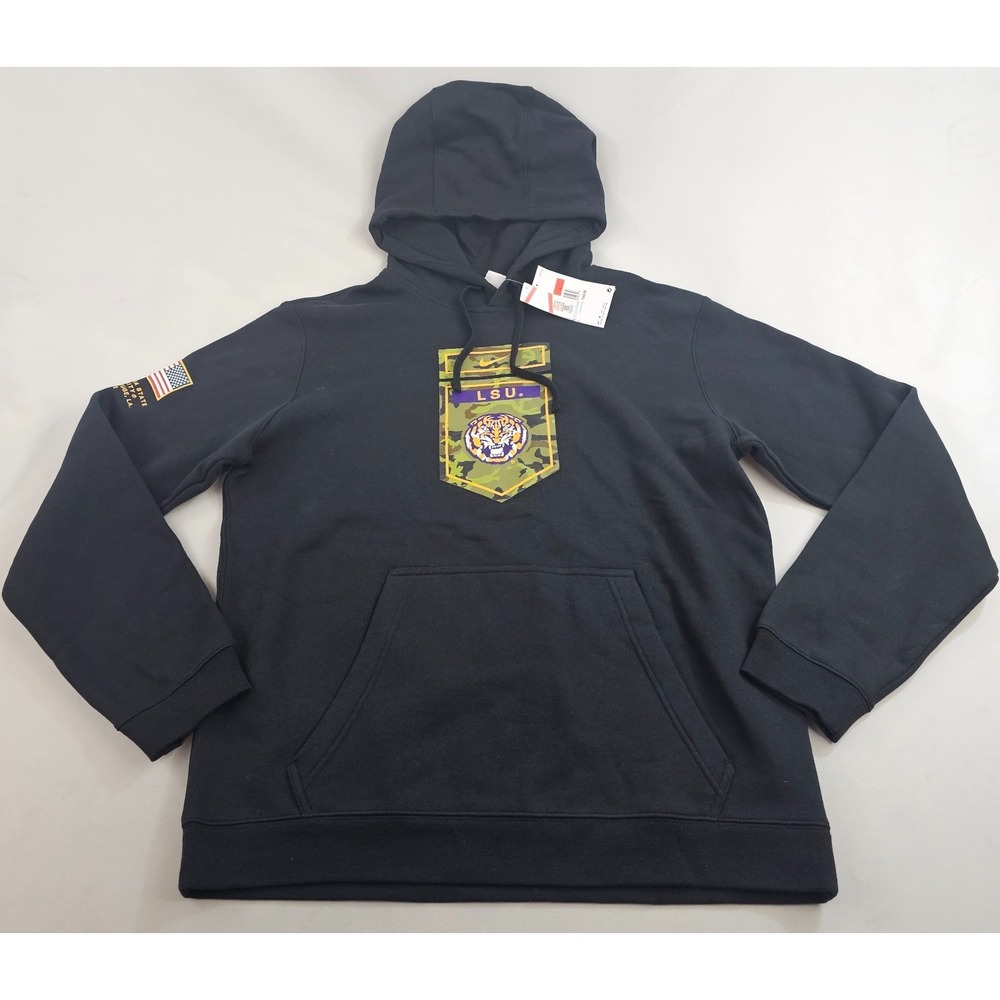 Nike sweatshirt hoodie L Large 44" black camo LSU FGN6797-010 USA flag $60 mens